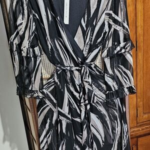 Chic Black and White Midi Dress